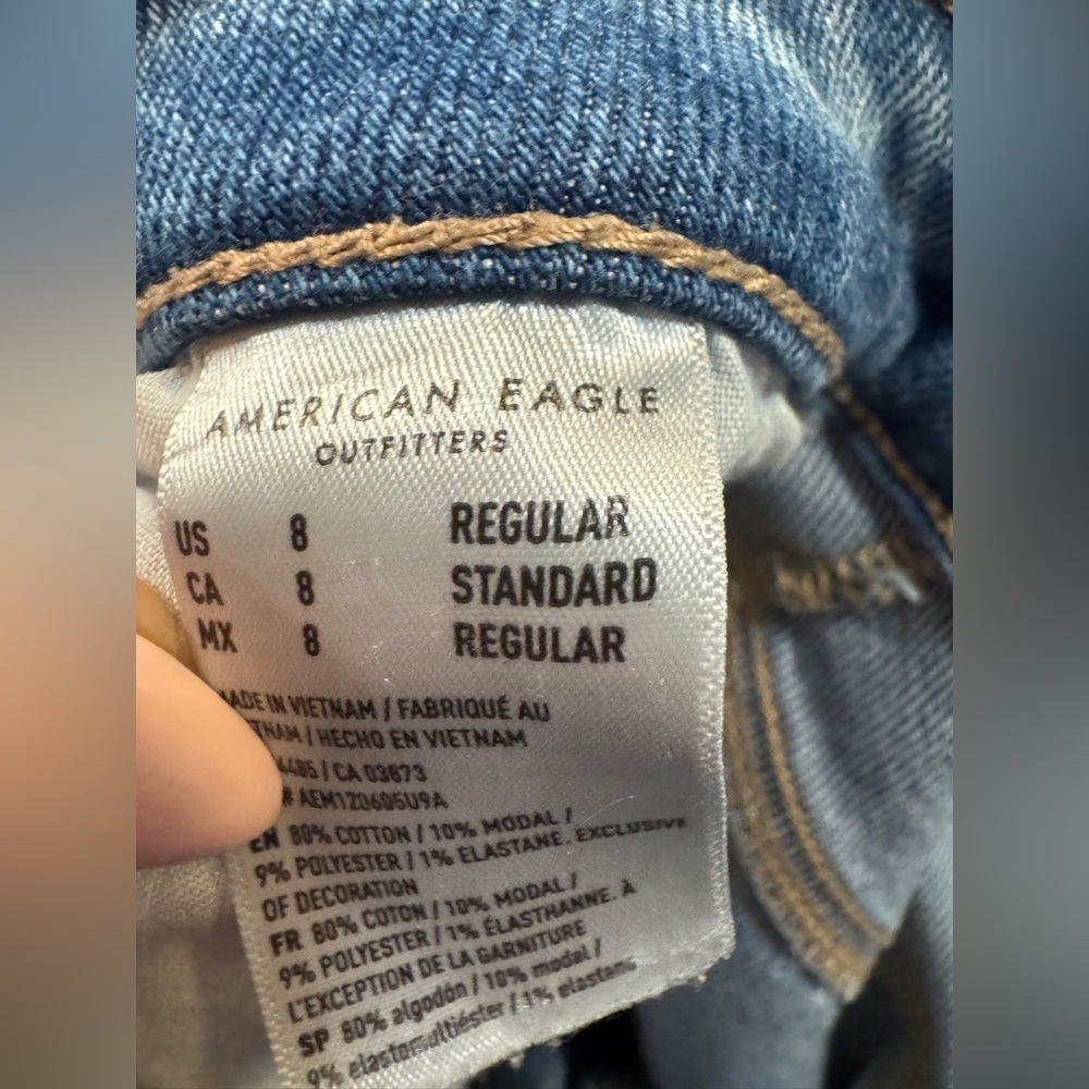 American Eagle stretch denim mom jeans casual everyday straight leg size 8 reg - Picture 7 of 9